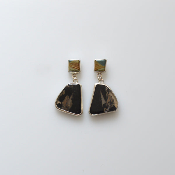 Jasper and Petrified Wood Earrings