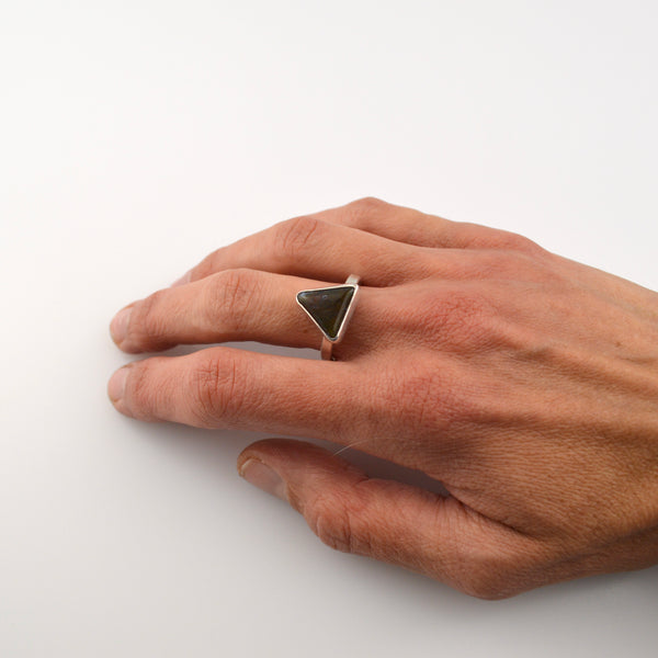 Moss Agate and Sterling Ring - 8.5
