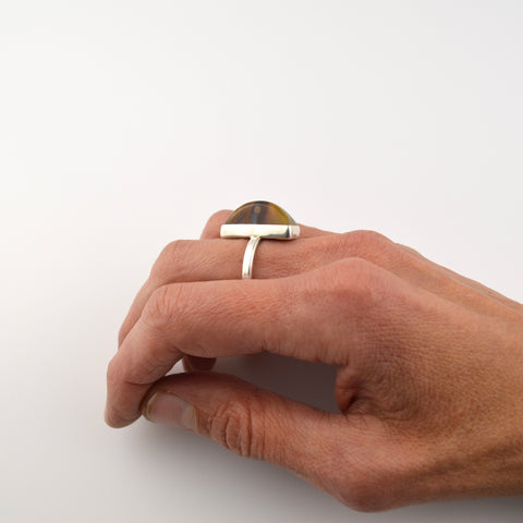 Polka Dot Agate and Sterling Ring - 7.5