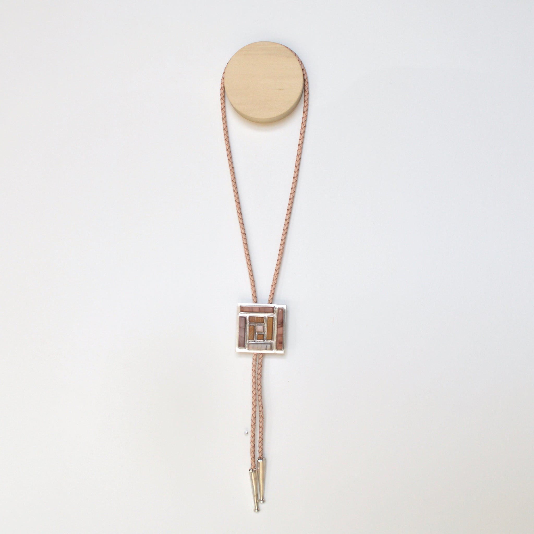 Log Cabin Jasper Bolo Necklace