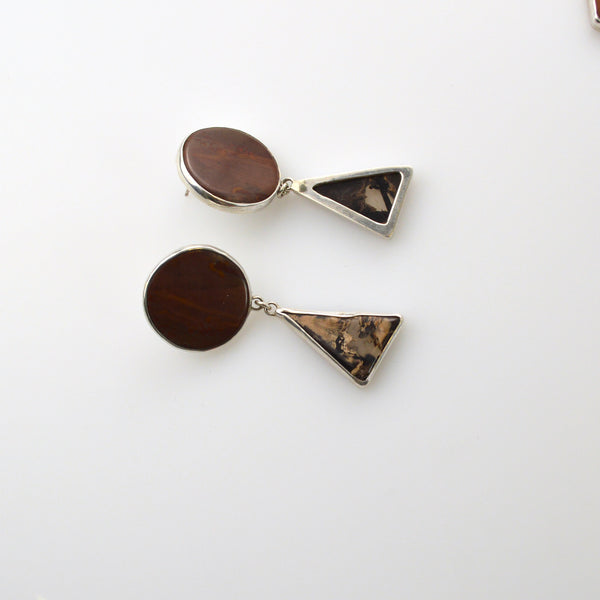 Jasper and Petrified Wood Earrings