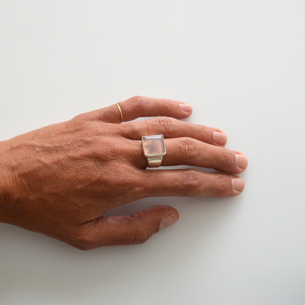 Purple Chalcedony and Sterling Ring - 6.5