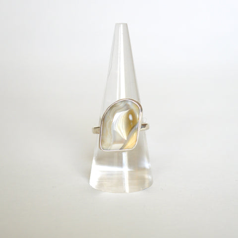 Ocean Agate and Sterling Ring - 8.5