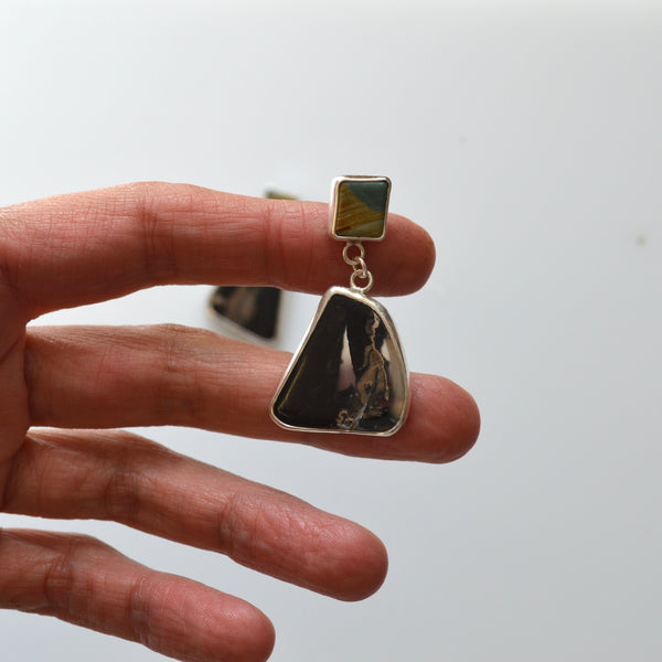 Jasper and Petrified Wood Earrings
