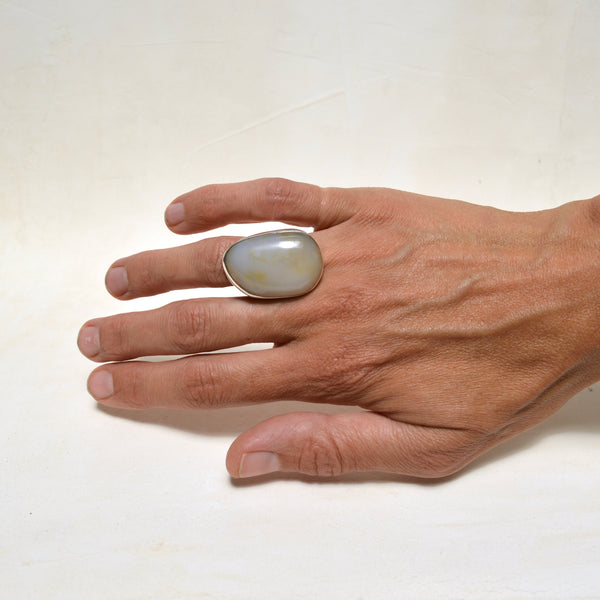 Oregon Coast Agate and Sterling Ring - 6